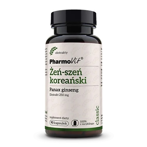 ŻEŃ-SZEŃ KOREAŃSKI (PANAX GINSENG) (250 mg) BEZGLUTENOWY 90 KAPSUŁEK - PHARMOVIT (CLASSIC)