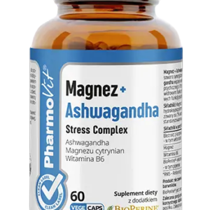MAGNEZ + ASHWAGANDHA STRESS COMPLEX BEZGLUTENOWE 60 KAPSUŁEK - PHARMOVIT (CLEAN LABEL)