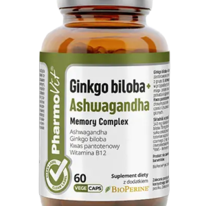 GINKGO BILOBA + ASHWAGANDHA MEMORY COMPLEX BEZGLUTENOWE 60 KAPSUŁEK - PHARMOVIT (CLEAN LABEL)