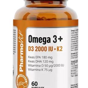 OMEGA 3 + WITAMINY D3 + K2 BEZGLUTENOWE 60 KAPSUŁEK - PHARMOVIT (CLEAN LABEL)